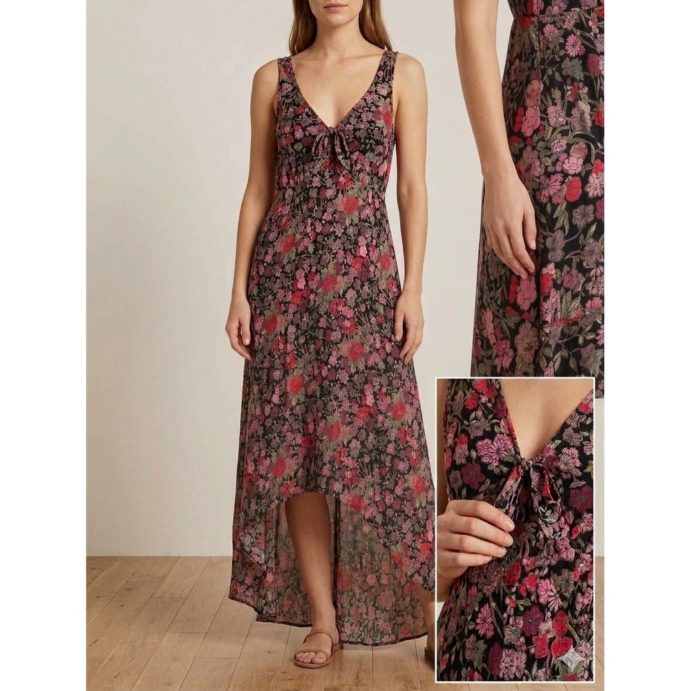 EUC VINTAGE Cinnamon Girl floral 100% rayon high low sleeveless dress Hawaii S